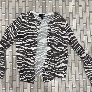 Lands' End Zebra Pattern Cardigan